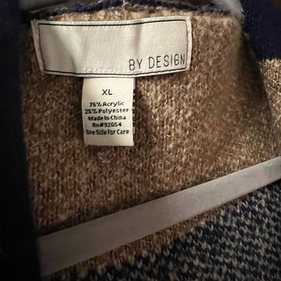 Striped Hooded Women's open front cardigan - Navy, Beige, and Brown - Picture 2 of 5